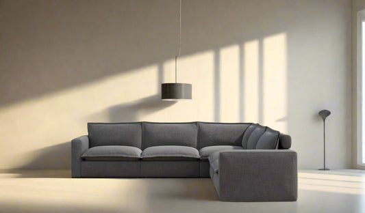 Homebody Grey Gloomy Day In Five Seat Luxe L-Shaped Sectional FFE258-409