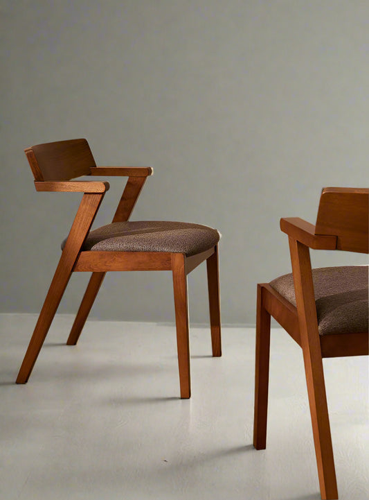 Hoft Home Pair (2) Zola Mid Century Style Chestnut & Walnut Dining Chairs FFE-1026