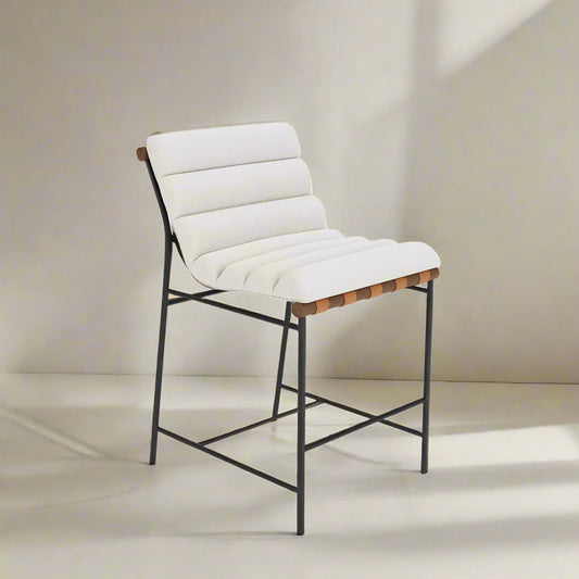 Denver Modern Vail Counter Stool White Oak /White Boucle (4 Avail) FFE258-189