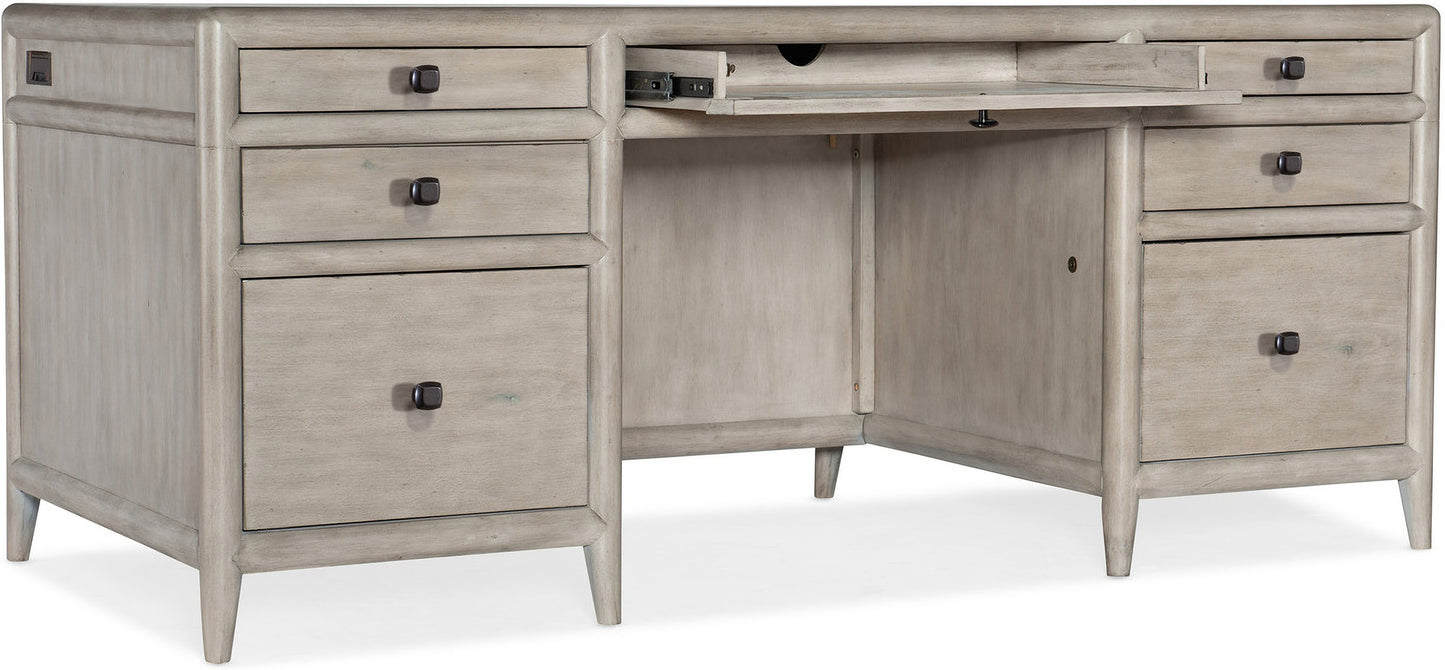 Hooker Furniture Work Your Way Burnham Grey Mink Alder Wood Executive Desk FFE-1065
