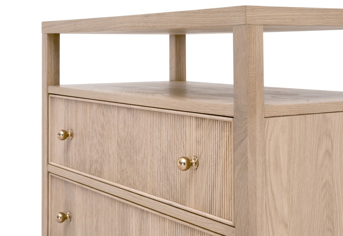 Essentials for Living Highland Solid Oak Fluted 2-Drawer Nightstand FFE-1128