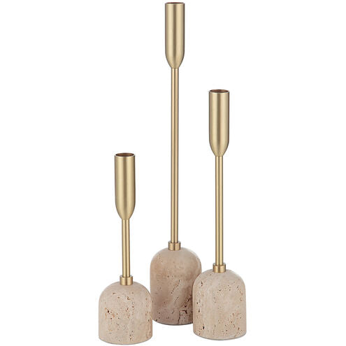 Renwil CAN184 Vesta Satin Brass Tapered Candle Holder Set of 3 FFE-1275