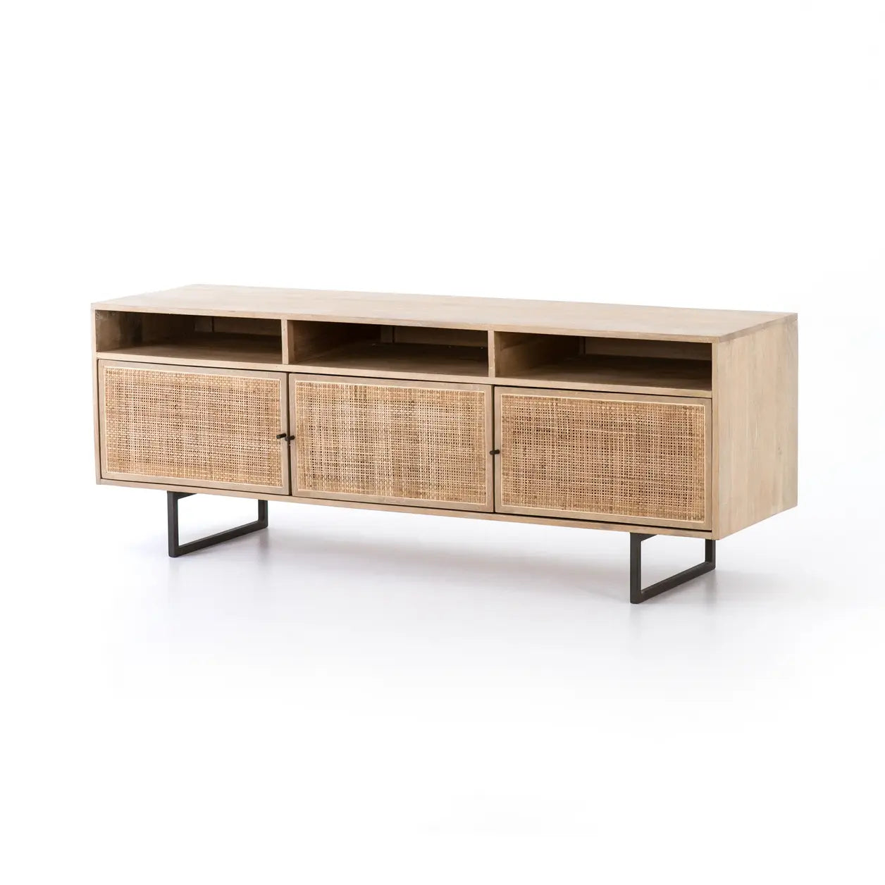 Four Hands Emilie MCM Natural Mango Wood Woven Cane Media Console (2 Avail) MB1-62