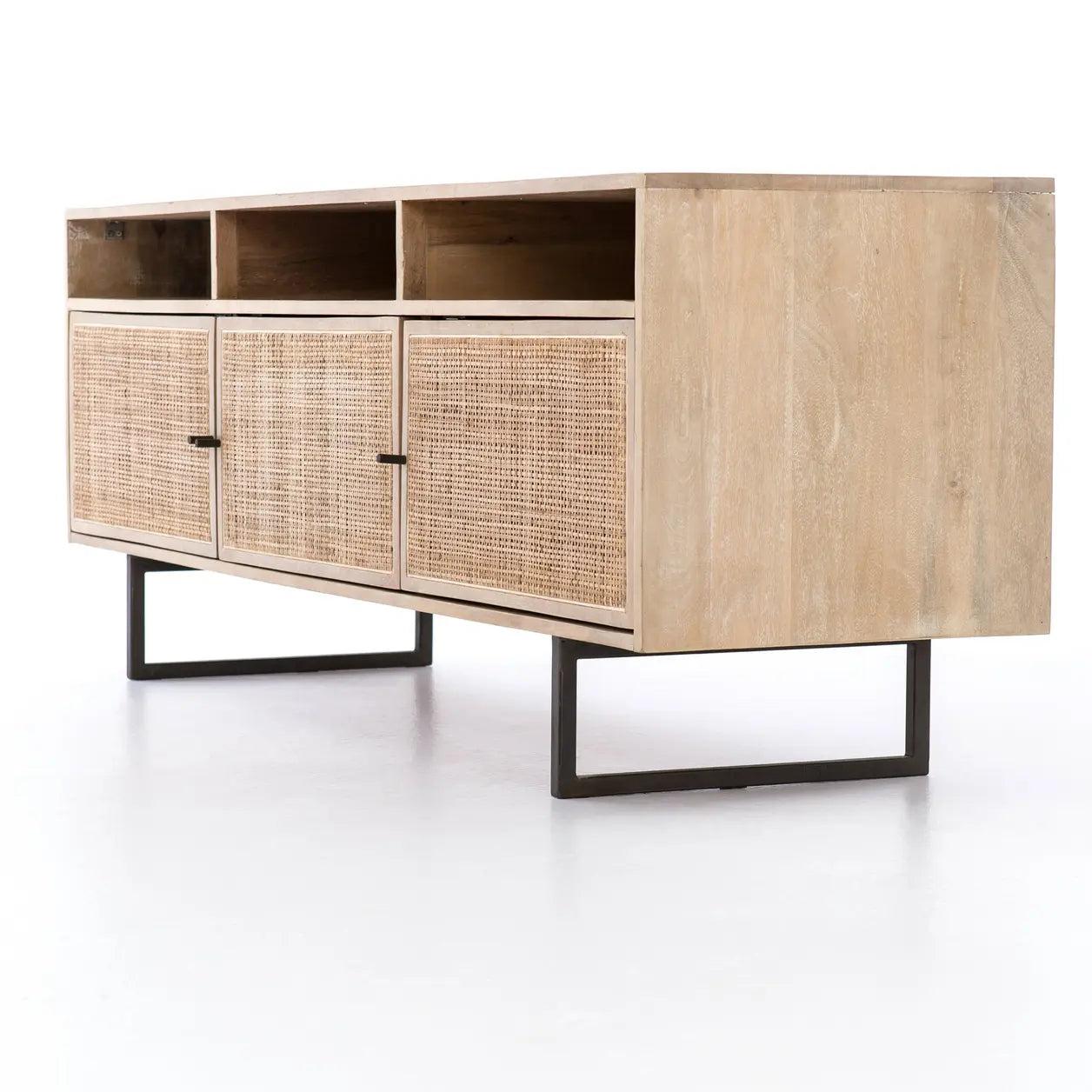 Four Hands Emilie MCM Natural Mango Wood Woven Cane Media Console (2 Avail) MB1-62