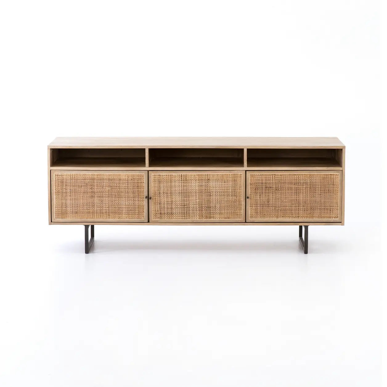 Four Hands Emilie MCM Natural Mango Wood Woven Cane Media Console (2 Avail) MB1-62