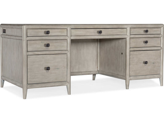Hooker Furniture Work Your Way Burnham Grey Mink Alder Wood Executive Desk FFE-1065