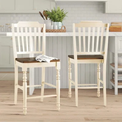 Lark Manor Annadiane Solid Wood 24" Counter Stool (Set of 2) FFE-1162
