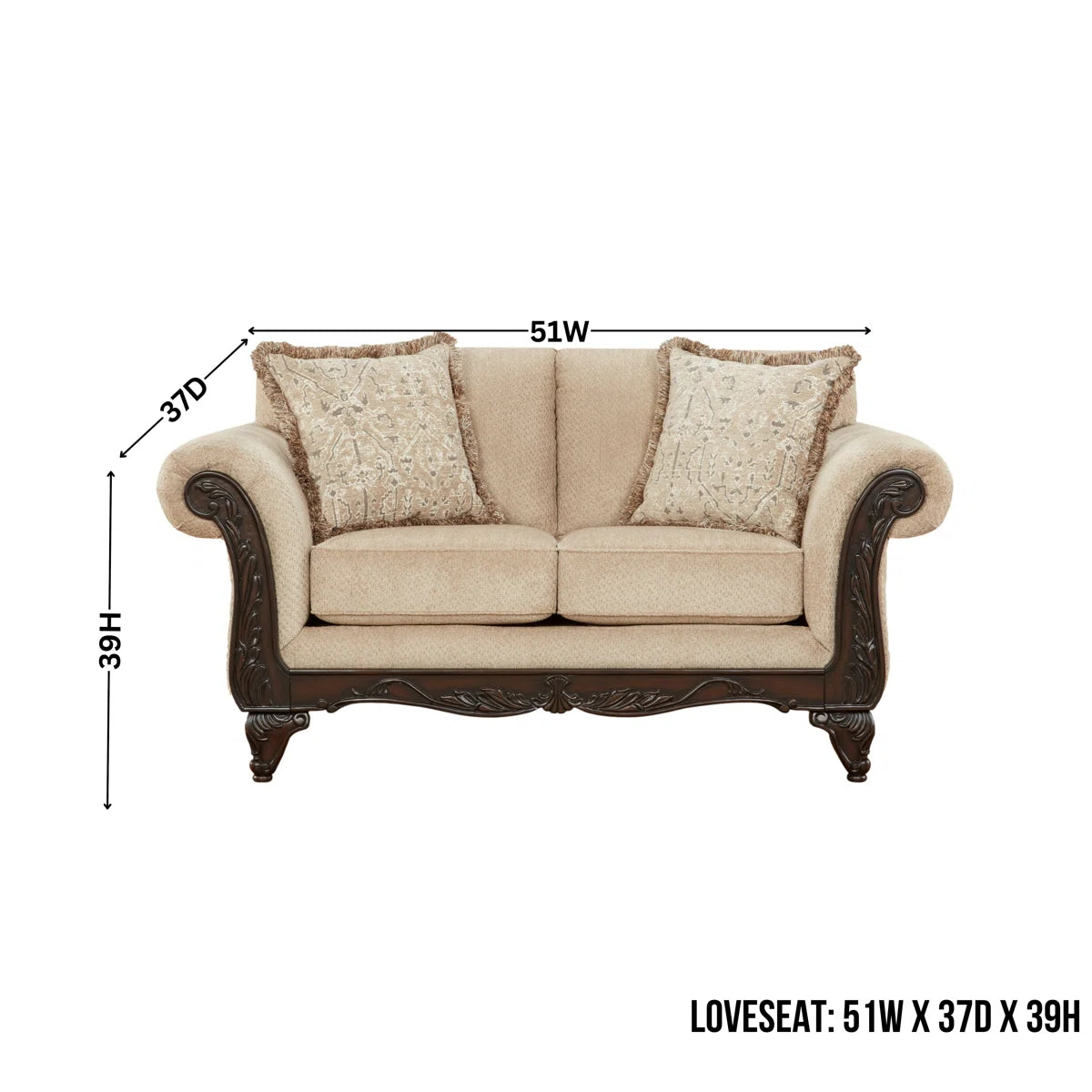 Astoria Grand Halima Carved Wood Frame Loveseat FFE-1190