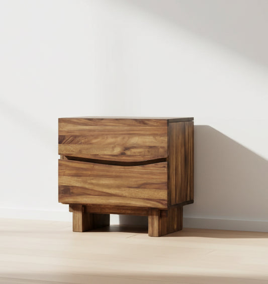 Modus Ocean Two Drawer Solid Wood Nightstand in Natural Sengon 4 FFE-1489