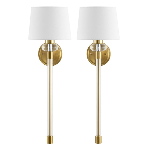 Pair (2) Safavieh Athene 9" Wall Sconce Brass / Clear (2 pr Avail) FFE-1118