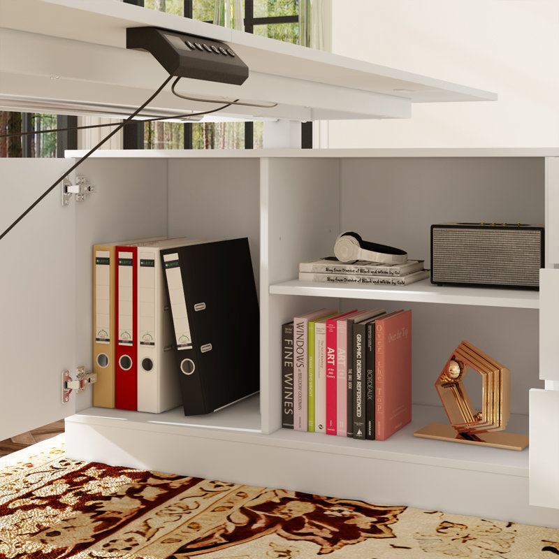 Lorentz White 63'' Adjustable L-Shaped Standing Desk & Cabinet FFE258-478