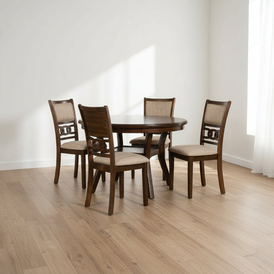 Bison Commerce Cherry Gia 5-Piece 47" Wood Round Dining Set FFE-1447