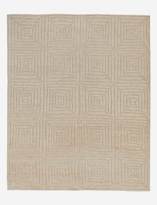 Lulu & Georgia 100% Wool Beige Geometric Textured Metz Rug FFE258-188
