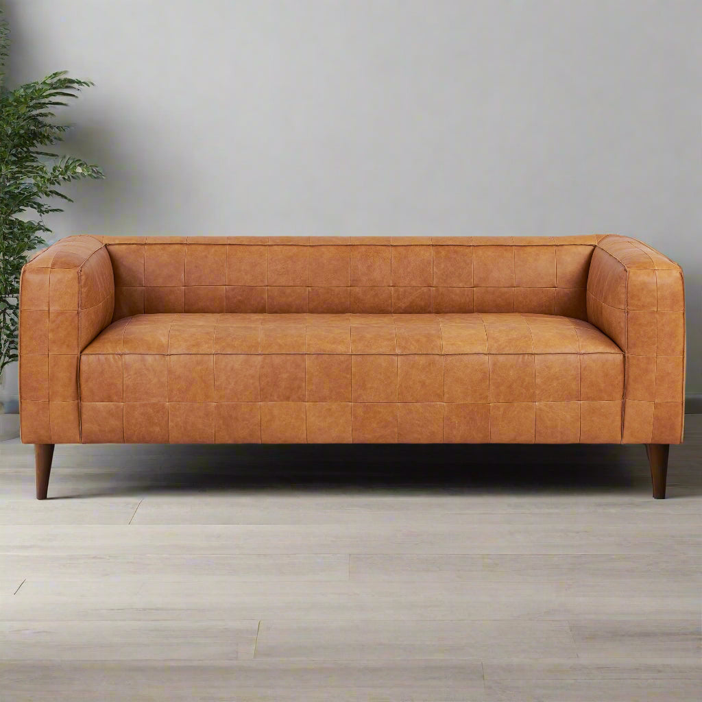 Poly & Bark Piazza Sofa Couch Saddle Tan Leather FFE-805