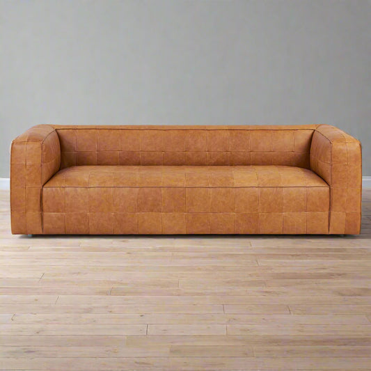 Poly & Bark Piazza Sofa Couch Saddle Tan Leather FFE-805