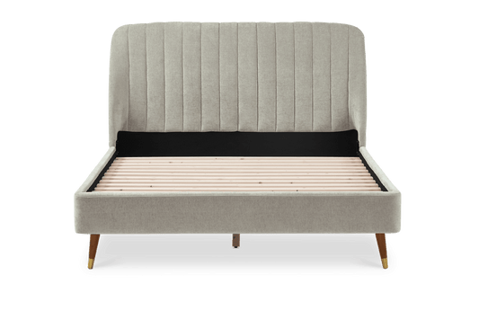 Castlery Nickel Grey Lexi Queen Size Tufted Padded Headboard Bed FFE258-562
