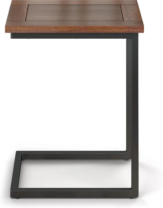 Skyler SOLID MANGO WOOD 18" Industrial C Side Table Cognac Brown FFW-997