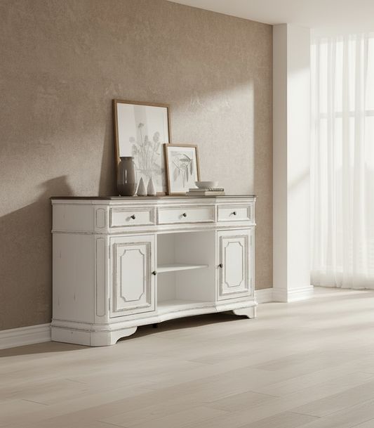 Bison Commerce Magnolia Manor Server in Antique White FFW-1419