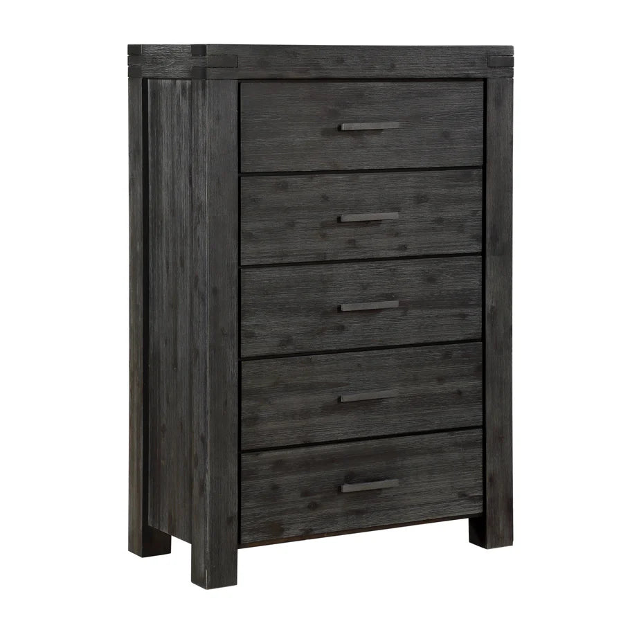 Modus Meadow Five Drawer Solid Wood Dresser Chest in Graphite FFE-1509