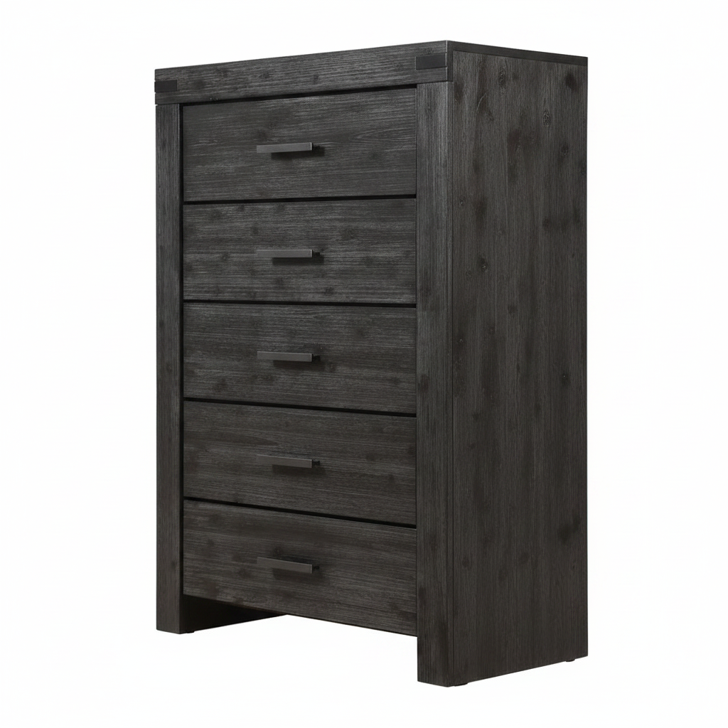 Modus Meadow Five Drawer Solid Wood Dresser Chest in Graphite FFE-1509