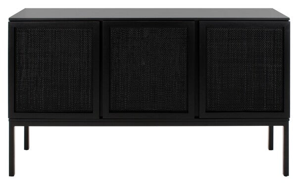 Safavieh Zadie 2 Shelf Black/Rattan Sideboard Buffet FFE-1028