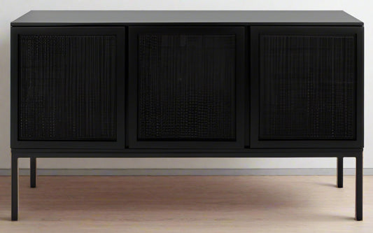 Safavieh Zadie 2 Shelf Black/Rattan Woven Door Panels Sideboard Buffet FFE-1028