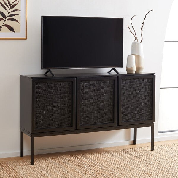 Safavieh Zadie 2 Shelf Black/Rattan Sideboard Buffet FFE-1028