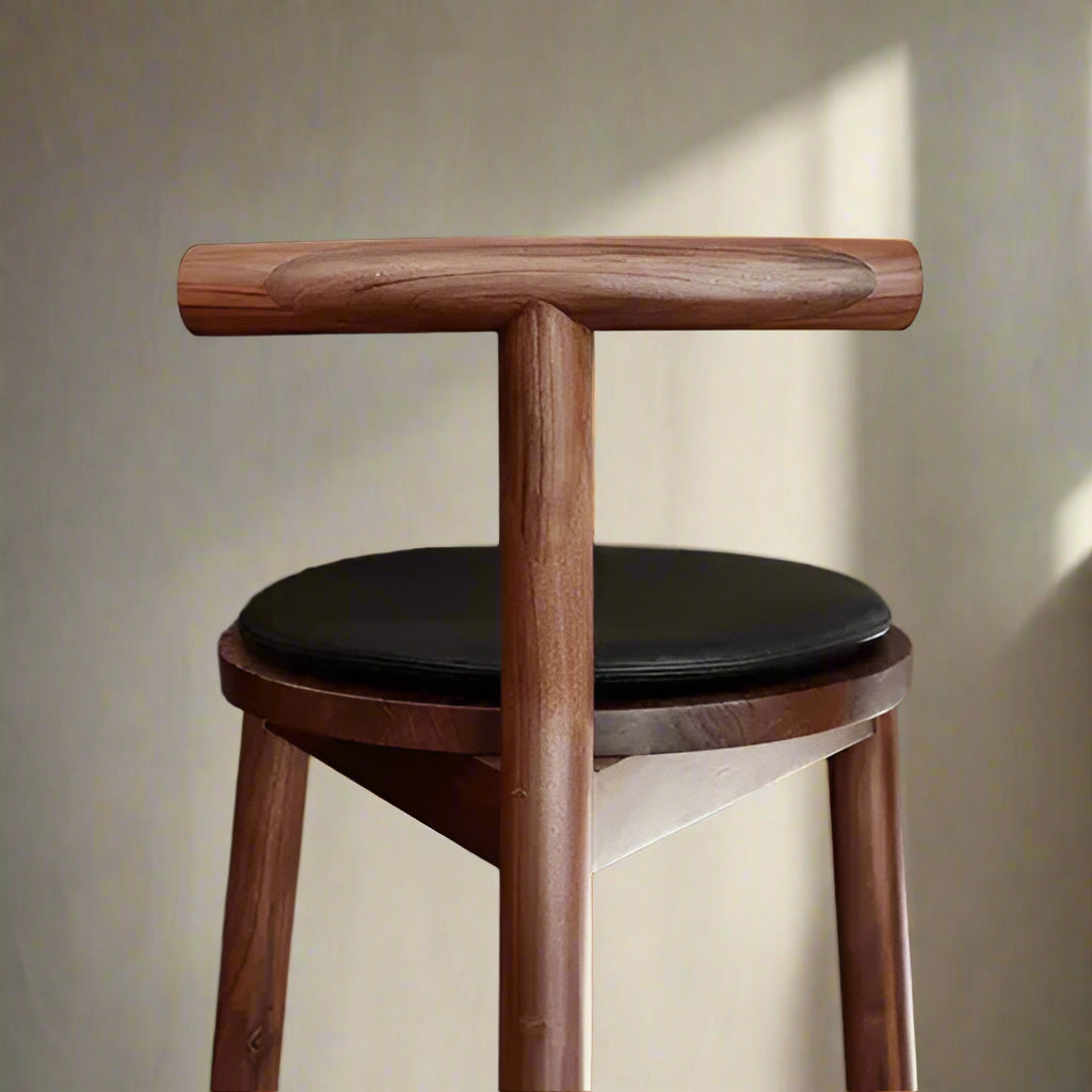 Denver Modern Range Walnut Blk Leather Cushion Counter Stool (2 Avail) FFE258-345
