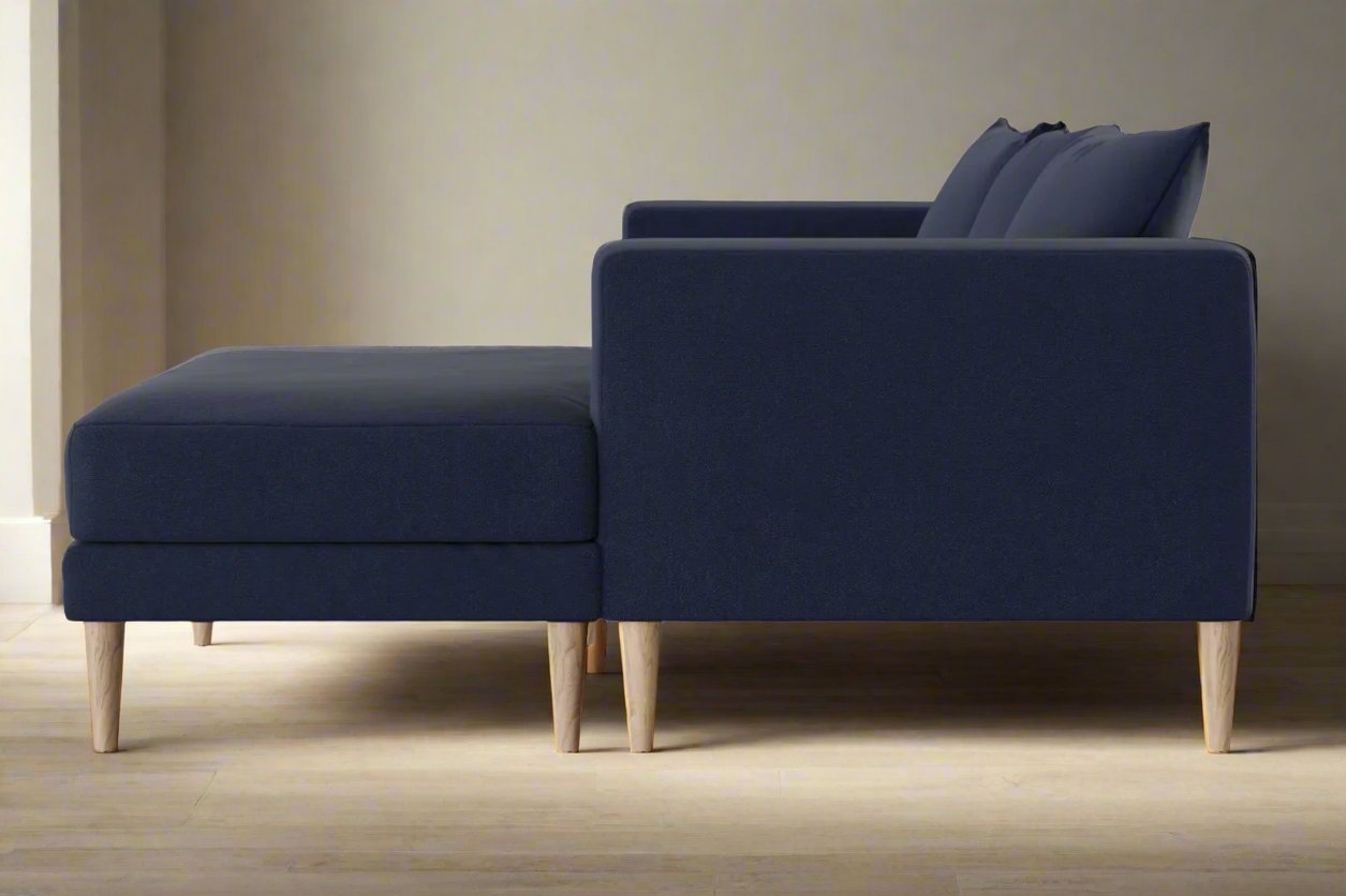 Sabai The Essential Sectional Midnight Blue Upholstered Natural Wood Leg FFE258-232