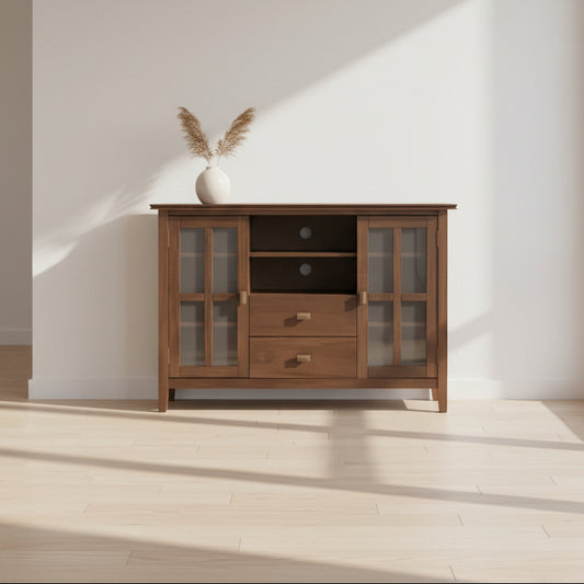 Artisan SOLID WOOD 53"TV Media Stand in Rustic Natural Aged Brown FFW-914