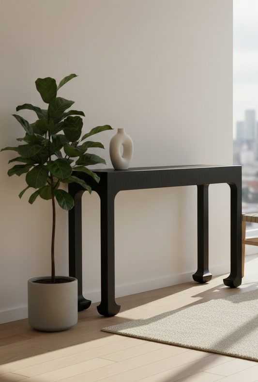 AH Home Ichigo Ebony Black Mango Wood Parsons Style Console FFW-1452