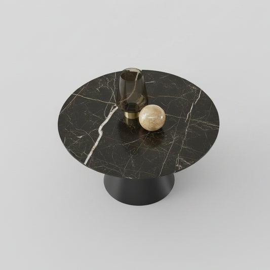 Modus Winston Stone Top Metal Base Round Dining Table in Black 2 FFE-1469