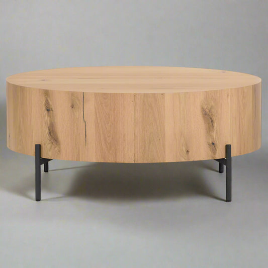 Classic Home Alina Rustic Lodge Brown Oak Wood Round Coffee Table MB1-39