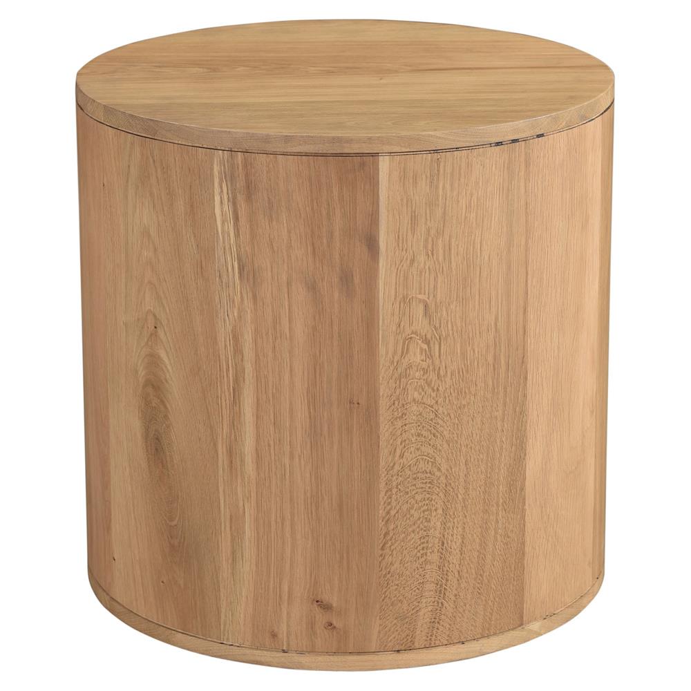 Pair of Lulu & Georgia Oak Wood Round Kono 2-Drawer Nightstands FFE258-205