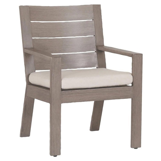 Pair Sunset West Laguna Modern Taupe Grey Beige Outdoor Dining Arm Chairs MB1-70