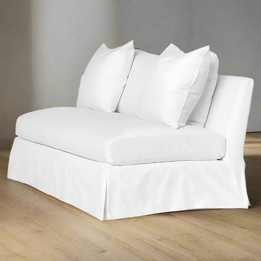 Cisco Home Seda Coastal Denim White Slipcovered Armless Loveseat MB1-15