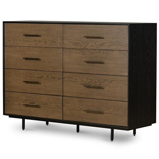 Four Hands Carrey MCM Oak / Black Iron Frame 8 Drawer Double Dresser MB1-60