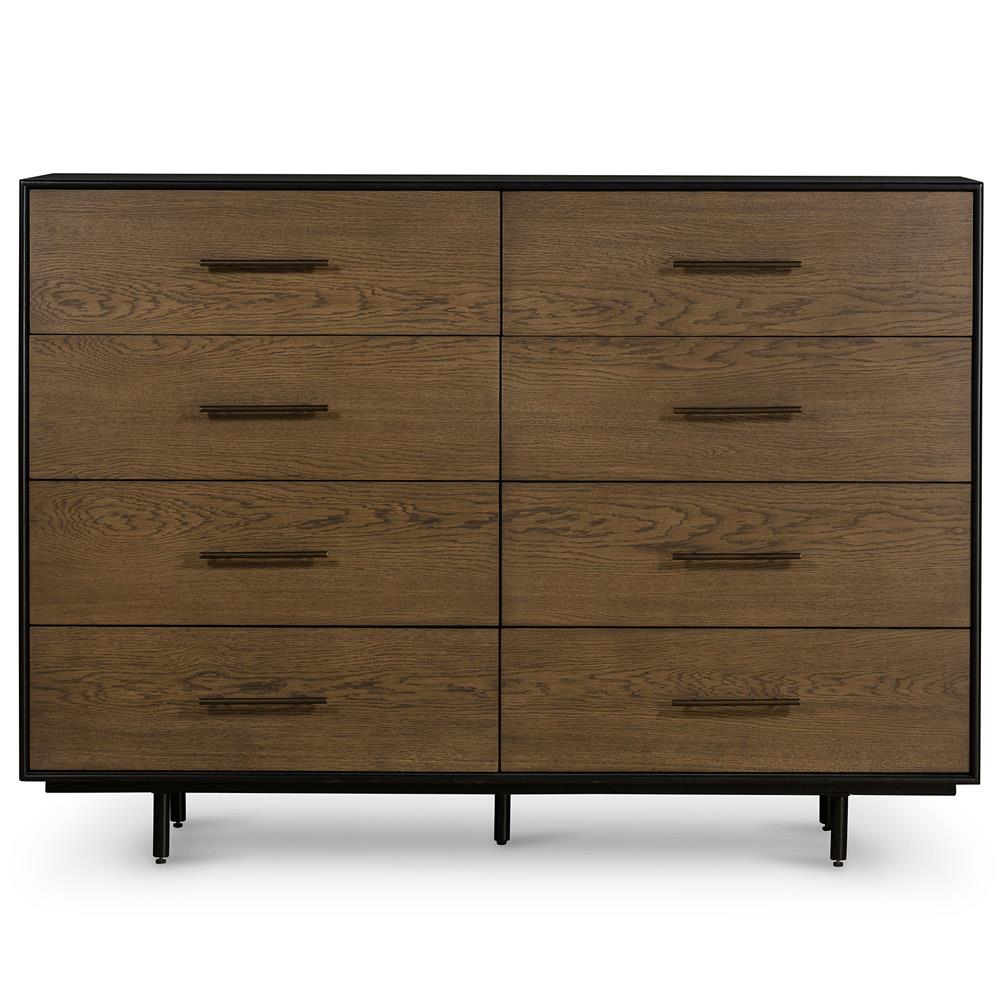 Four Hands Carrey MCM Oak / Black Iron Frame 8 Drawer Double Dresser MB1-60