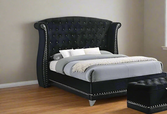 Coaster Black Tufted Barzini Bedroom Queen Headboard w/o Wingback FFE258-185