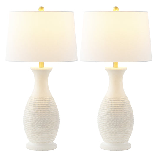 Safavieh Bone White Bentlee Polyresin Table Lamp Set of 2 FFE-1459