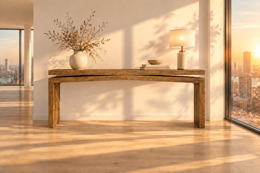 Four Hands Matthes Solid Oak Console Table-Rustic Gray FFE-1581