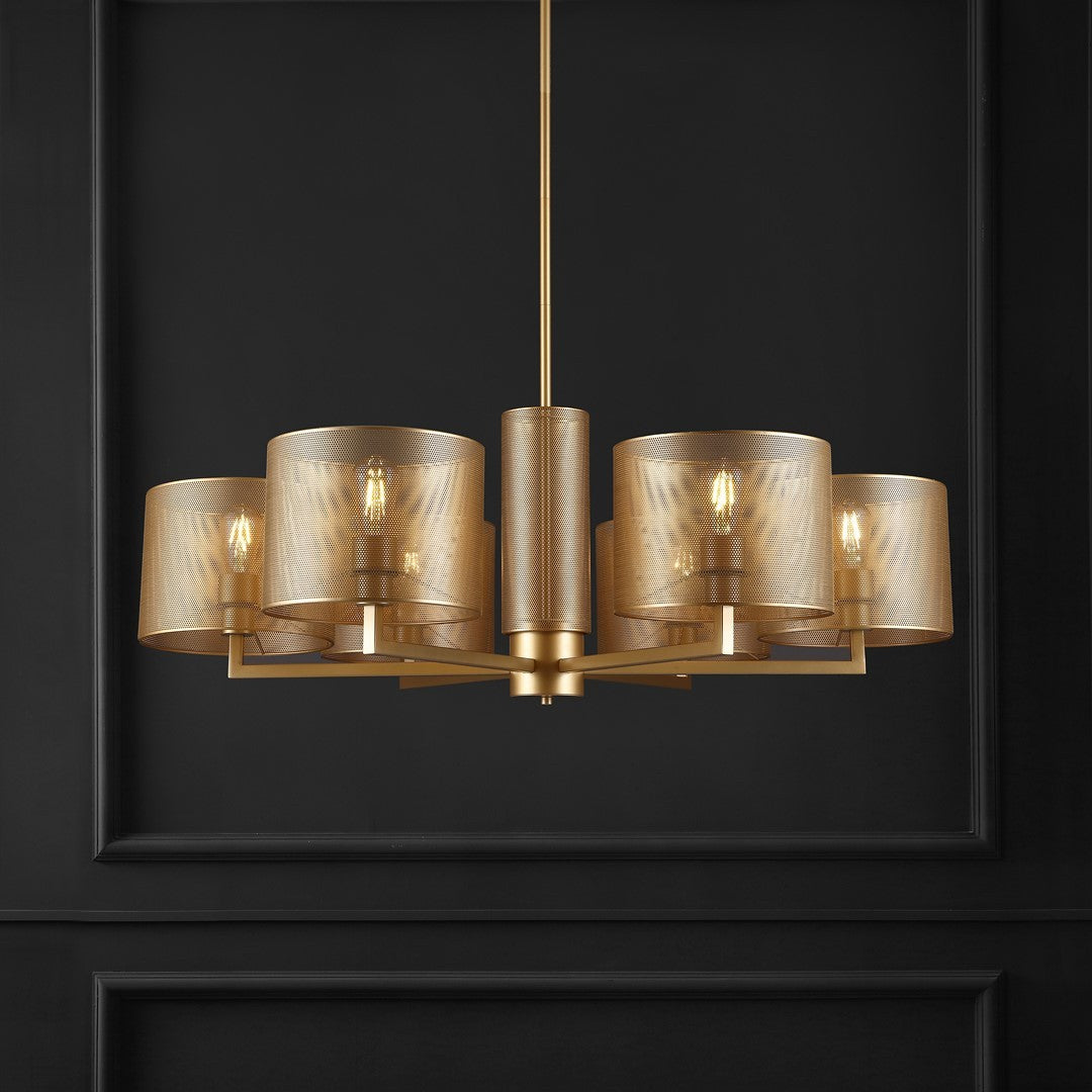 Safavieh Couture Zachaeus Metal 6 Light Chandel - Gold FFE-1096