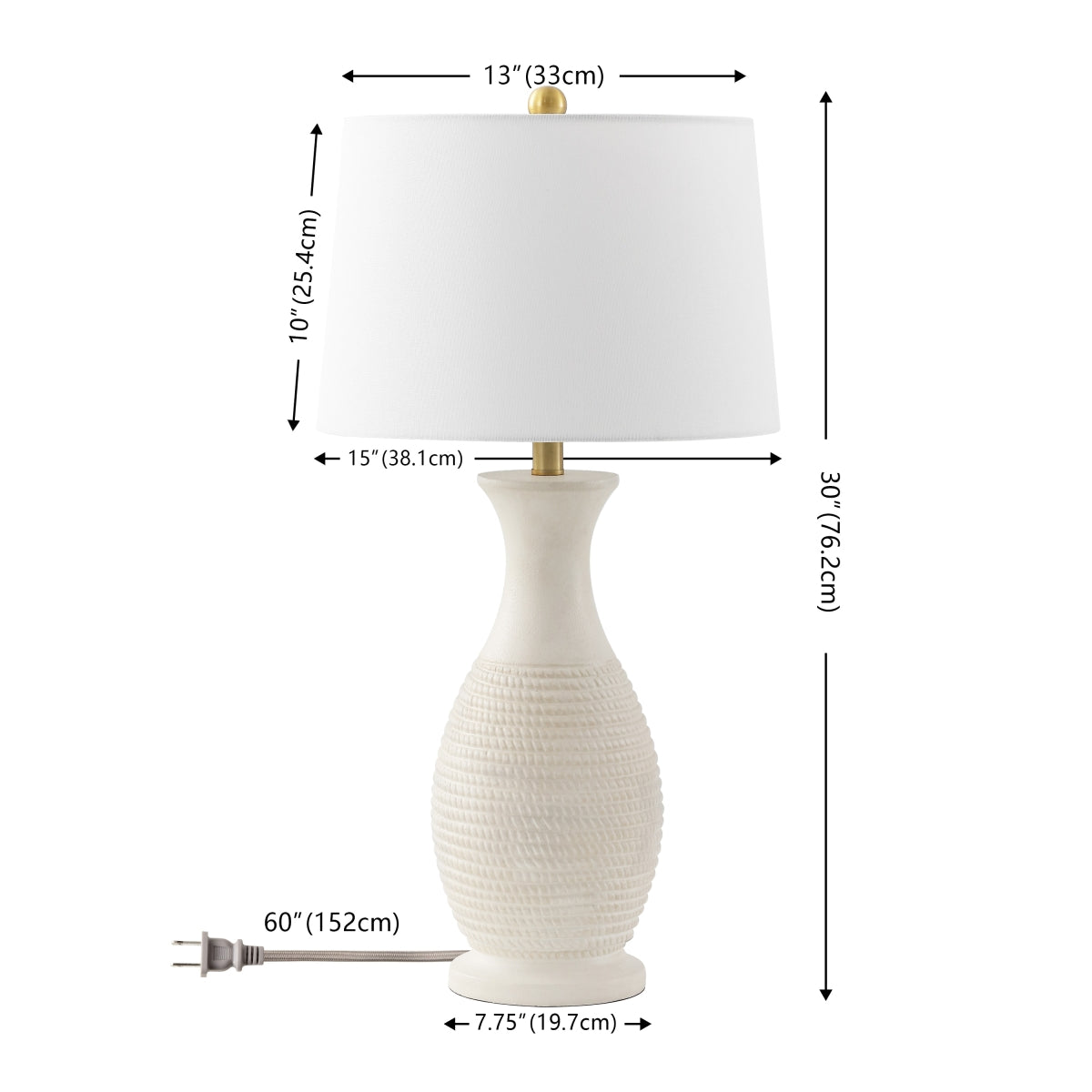 Safavieh Bone White Bentlee Polyresin Table Lamp Set of 2 FFE-1459