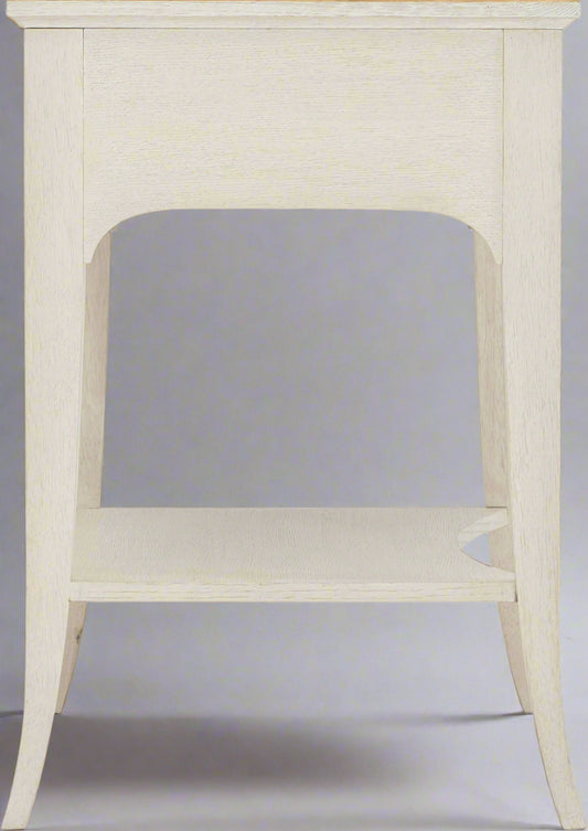 Bernhardt Audrey French Country Washed White Oak Concave Front Nightstand MB1-19