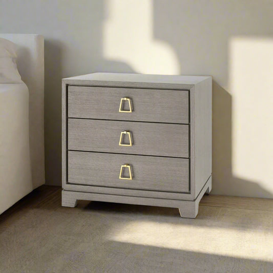 Bungalow 5 Villa & House Stanford Regency Grey Wood Gold Accent  Nightstand MB1-11