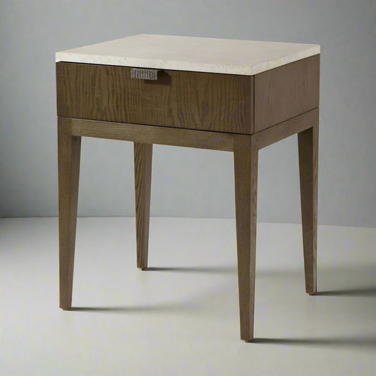 Theodore Alexander Catalina Grey Faux Stone Earth Brown Oak Nightstand (2 Avail) MB1-6