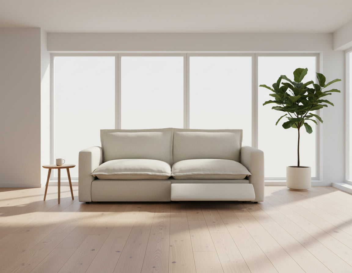 Homebody - Cushy Inc Coconut Linen 2 Seat Loveseat w 2 Recliners FFE-1023