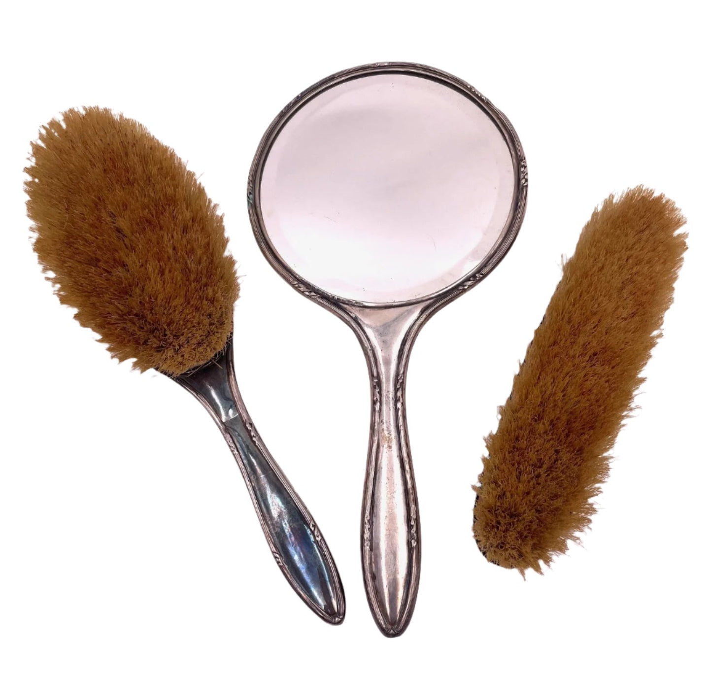 Three piece Sterling Silver Brush Mirror Clothing Brush Set SK92-34