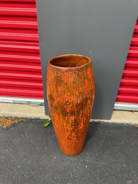 Carved & Polychrome Painted Antique African Conga Drum Vase JD235-6