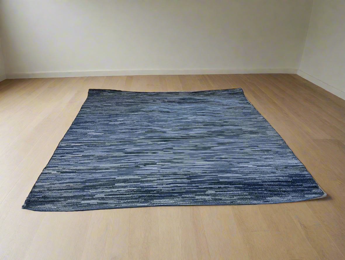 HomeRoots 7' Square Blue Square Non Skid Indoor Outdoor Area Rug FFE258-343